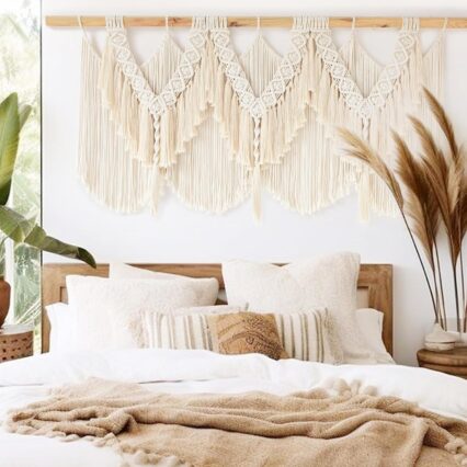 Wall Hanging Wedding Hanger  Wall Decor Dorm Craftsmanship Handmade Tassel Knotting Boho Fiber Art Home Room Decor 47" W x 25" L