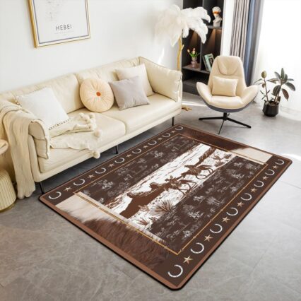 Horse Pattern Area Rug 3x5 for Bedroom Living Room, Decorative Carpet for Boys Teens Indoor Floor Decor