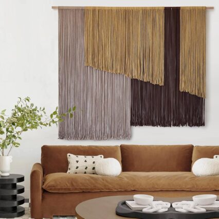Large  Wall Hanging 57" Wx43 L Dip-Dyed Fiber Wall Decor Bohemian Handmade Apartment Dorm Gallery Art Living Room Wedding Wall Art